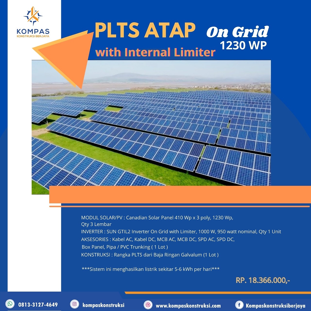 PLTS ATAP ON GRID 1230 WP with Internal Limiter